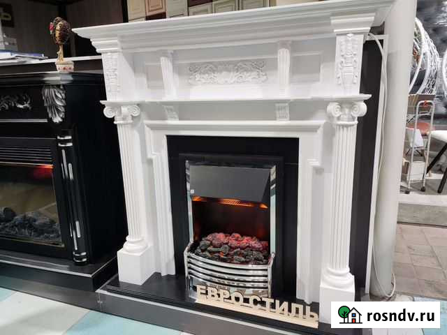 Электрокамин Oxford - Белый с очагом Fobos FX Blac Симферополь - изображение 1