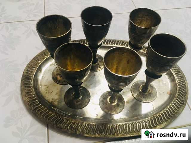 Набор рюмок на подносе (6 штук) epns, Индия Долгопрудный - изображение 1
