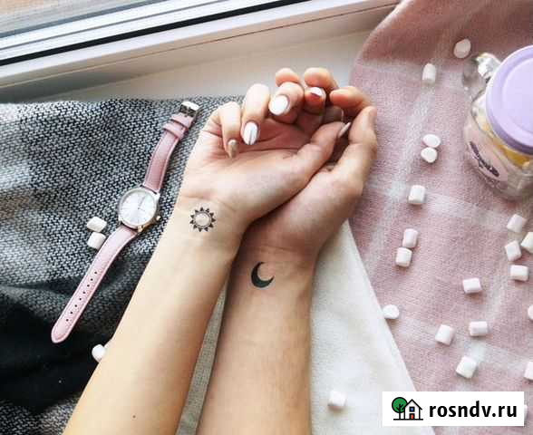 Парные временные татуировки Солнце и луна Чайковский - изображение 1