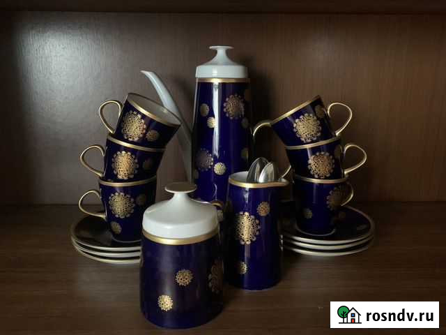 Кофейный сервиз фарфор. Кобальт производство гдр Кириши - изображение 1