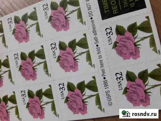 Американские марки 1995 32c pink rose 17 шт Владимир