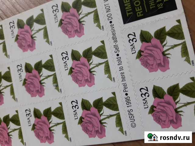 Американские марки 1995 32c pink rose 17 шт Владимир - изображение 1