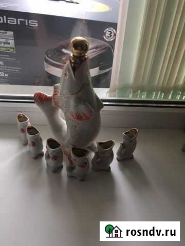 Фарфоровый графин и стопки «Рыбы» СССР Армавир - изображение 1