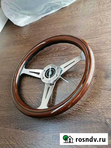 Руль Нарди Дерево Лак 33см Хром Муром - изображение 1