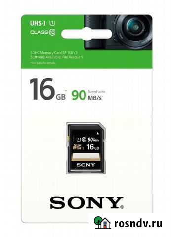 Sony SF-16UY3 SD UHS-I 16Gb class 10 90Mb/s новая Иркутск - изображение 1