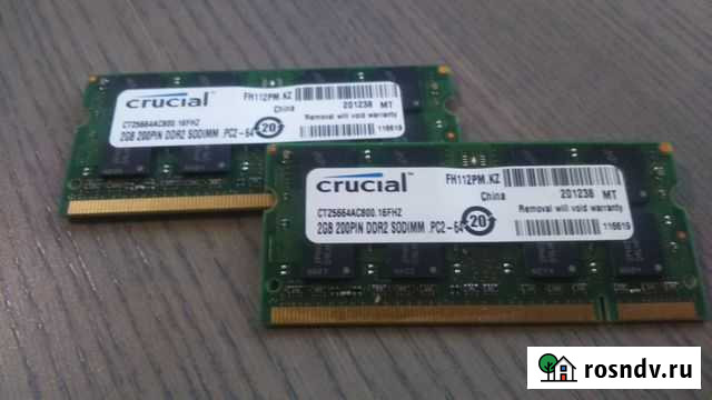 DDR2 SO-dimm 4Gb (2x2) Crucial PC-6400 Уфа - изображение 1
