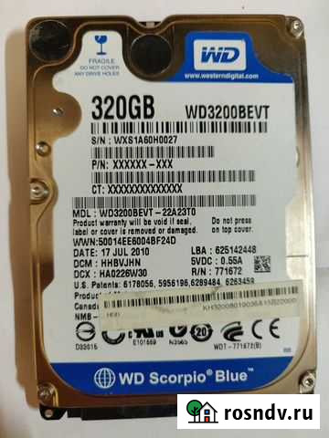 WD Blue 320 Гб, жесткий диск для ноутбука 2.5 Красноярск - изображение 1