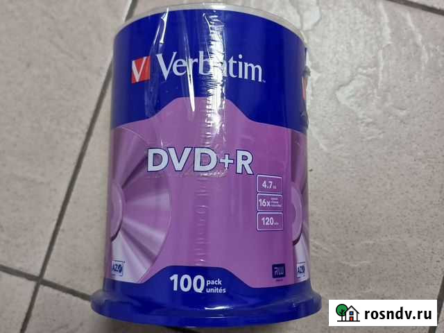 Диски Verbatim DVD+R Cake box (100 шт) 4,7 Gb 16x Хабаровск - изображение 1