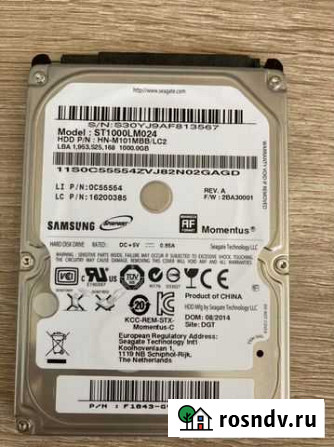 Жесткий диск для ноутбука Seagate ST1000LM024 1Tb Екатеринбург - изображение 1