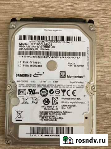 Жесткий диск для ноутбука Seagate ST1000LM024 1Tb Екатеринбург - изображение 1