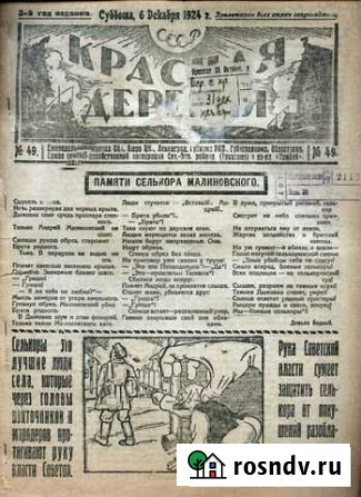 Красная деревня. Журнал Бюро цк. № 49,1924 г Тамбов - изображение 1