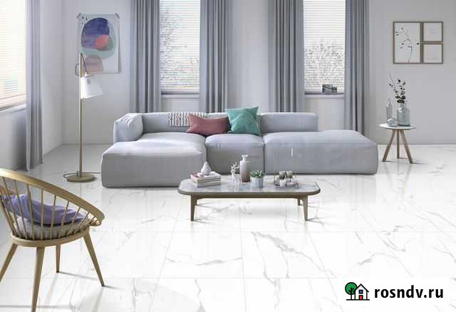 Плитка под мрамор 60х60 белый Statuario матовый Химки - изображение 1