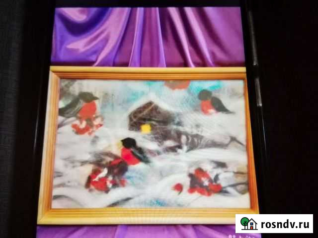 2 Картины(войлок и вышивка) в рамке со стеклом.33* Ижевск - изображение 1