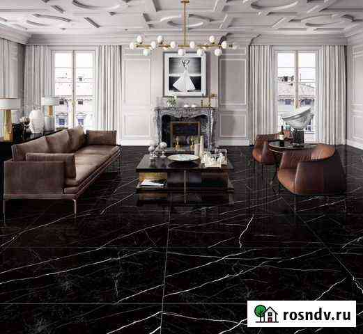 Плитка керамогранит мрамор 60х120 черный Marquina Химки