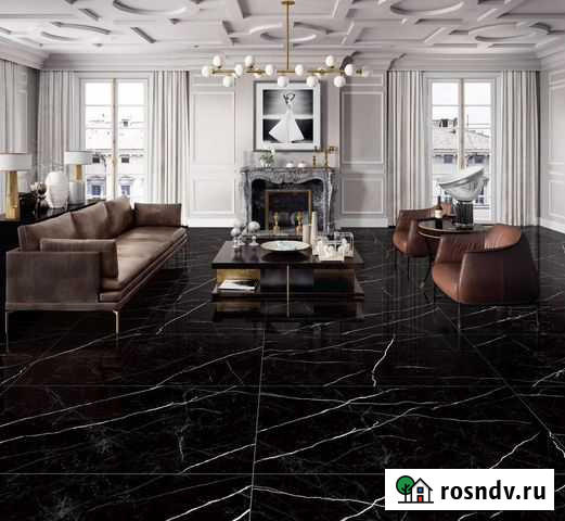 Плитка керамогранит мрамор 60х120 черный Marquina Химки - изображение 1