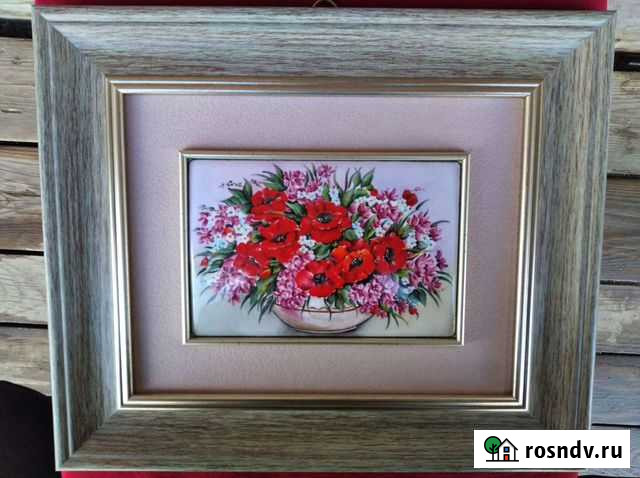Картина Цветы Живопись Финифть Эмаль Борисоглебский - изображение 1