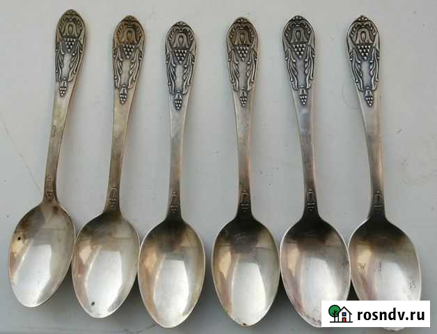 Ложки чайные серебро 875 проба Туапсе - изображение 1