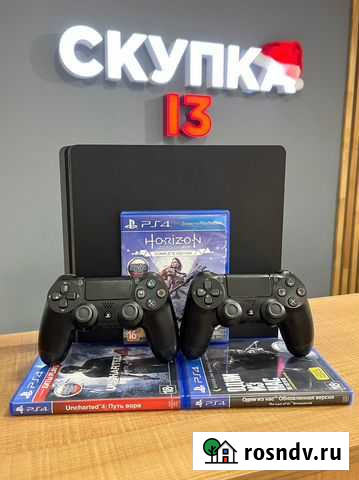 Sony PS4 Slim 1 TB + 2 геймпада + игры Саранск - изображение 1