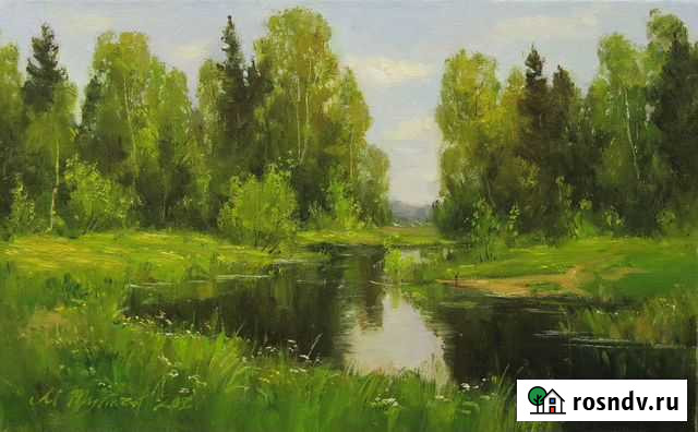 Картина маслом - Лесная речка - 2021 Киров - изображение 1