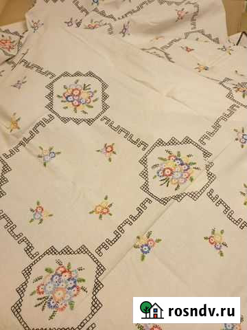 Скатерть старинная с вышивкой Дятьково - изображение 1