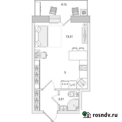 Квартира-студия, 27 м², 2/15 эт. на продажу в Санкт-Петербурге Санкт-Петербург - изображение 1