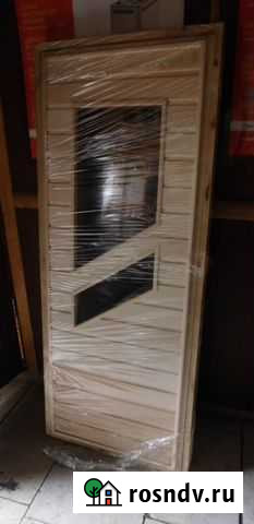 Дверь для бани со стеклянной вставкой Курган - изображение 1