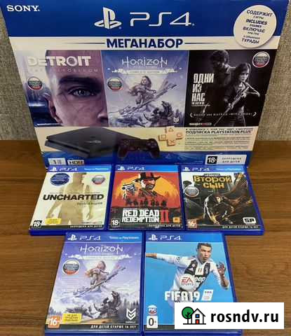 Playstation 4 Slim 1тб + 2 Геймпада + Диски + Игры Нижневартовск - изображение 1