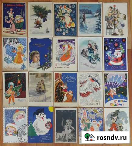 Советские новогодние открытки 50-60 х гг, подписан Новосибирск - изображение 1