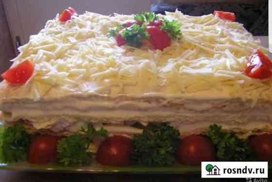 Закусочный торт,запеченая курочка,закуски Мурино