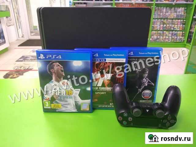 PlayStation 4 Slim 1TB +3 игры Ярославль - изображение 1