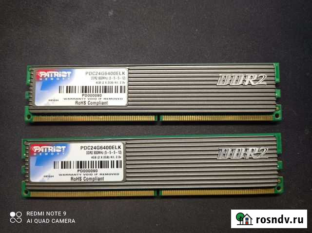 Patriot ddr2 800Mhz 4gb 2x2 Йошкар-Ола - изображение 1