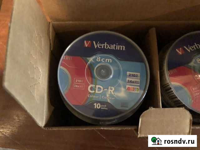 Диски CD-R Verbatim 10шт. 8cm 210Mb, Colour, Cake Москва - изображение 1