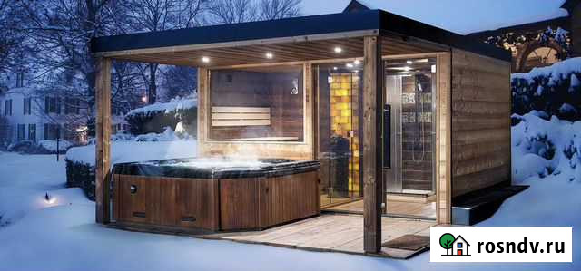 Стильная баня с панорамными окнами Мурино - изображение 1