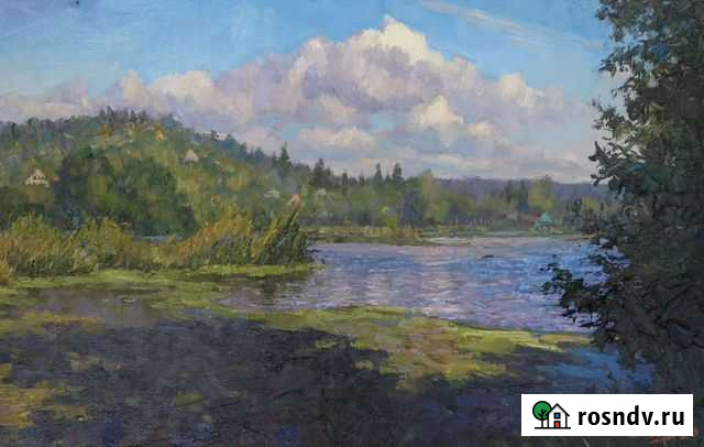 Картина маслом Пруд вблизи дачного массива 30х45 Пенза - изображение 1