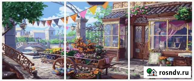 Картина по номерам Триптих Цветочная лавка40х50х Кемерово - изображение 1