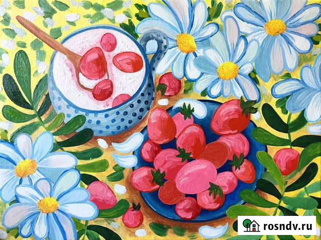 Картина «Натюрморт с клубникой» (масло, 35х45 см) Владимир - изображение 1