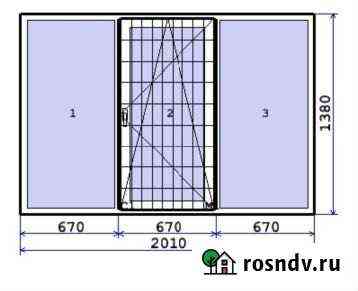 Окно трёхстворчатое (створка в центре) 2010х1380 Архангельск