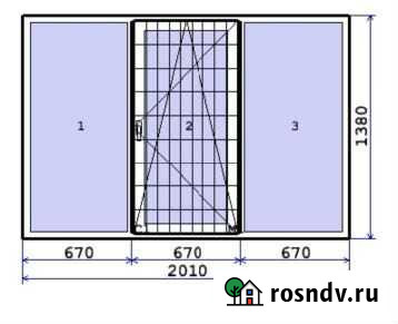 Окно трёхстворчатое (створка в центре) 2010х1380 Архангельск - изображение 1