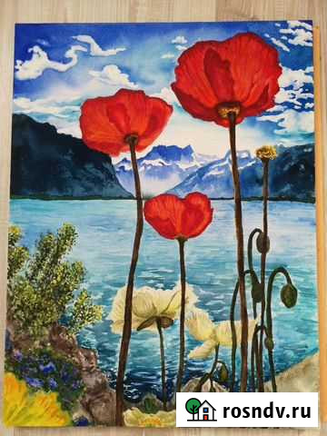 Акварель. Море, горы, маки Шлиссельбург - изображение 1