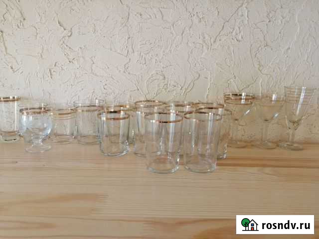 Рюмки и стопки СССР с золотым ободком Бор - изображение 1