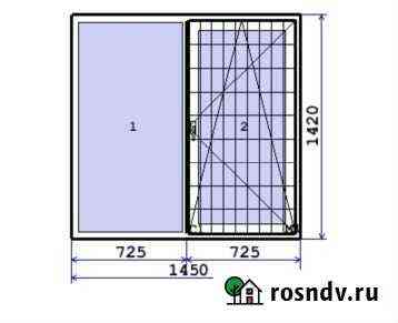 Окно двухстворчатое (створка справа) 1450х1420 Архангельск