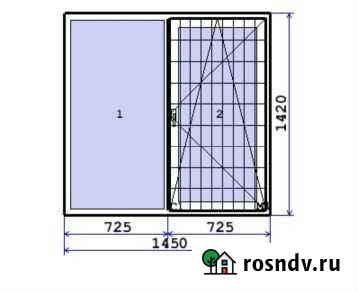 Окно двухстворчатое (створка справа) 1450х1420 Архангельск - изображение 1