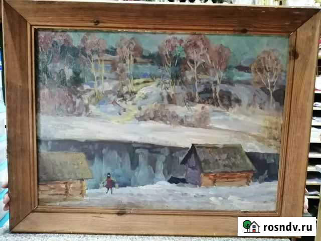 Картина художника Д.Литко Бани на реке Мсте (акад Калуга - изображение 1