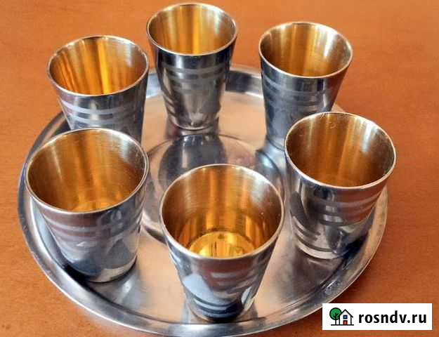 Стопки на подносе из мельхиора, СССР, б/у Хотьково - изображение 1