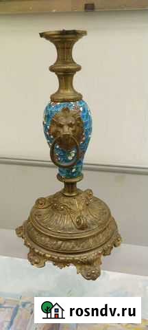 Лампа (основание) бронза львы фаянс Подольск - изображение 1