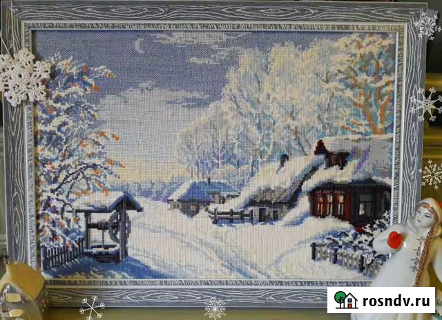 Картина вышитая крестиком Русская зима Владимир - изображение 1