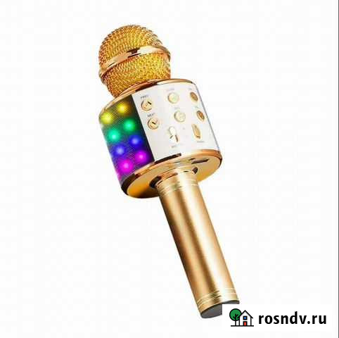 Караоке-микрофон-колонка Wster золотистый Красноярск - изображение 1