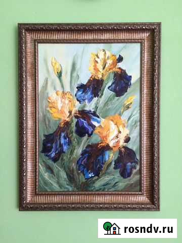 Картина маслом Ирисы 50х30 Севастополь - изображение 1