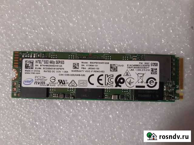 SSD(NvME) 512 gb Intel(Гарантия) Ульяновск - изображение 1