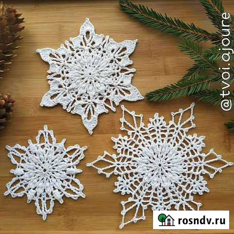 Снежинки крючком, новогодний декор на елку Брянск - изображение 1
